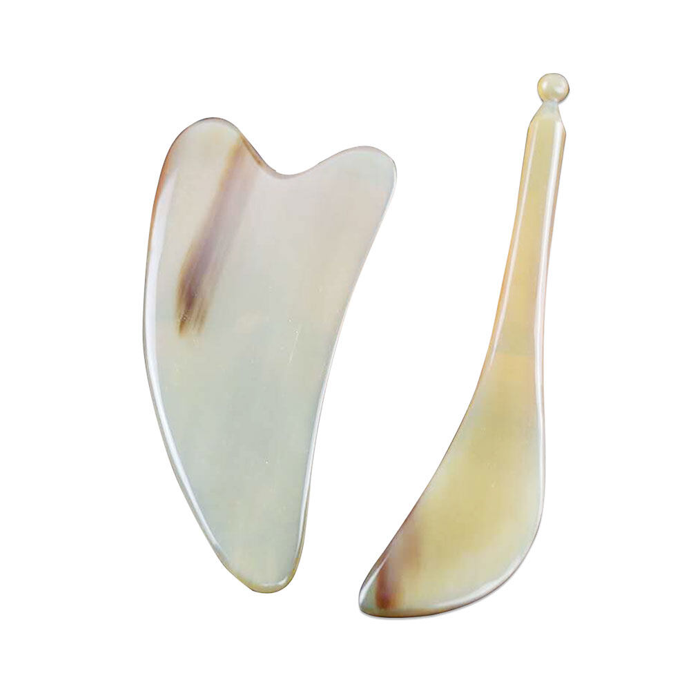 2Pcs Gua Sha Plate Buffalo Horn Guasha Board Massage Scraping Tool Scraper for Body Face