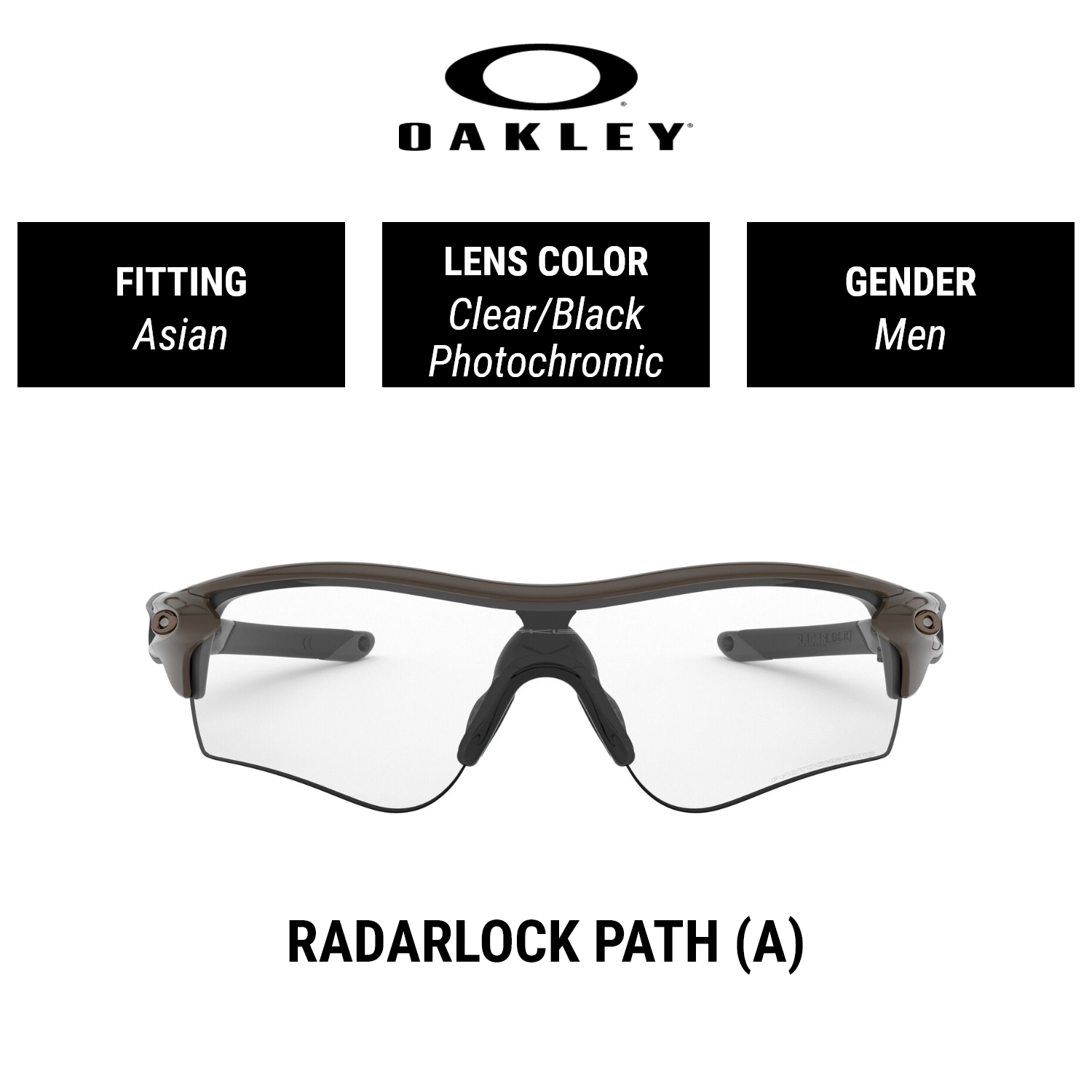 Oakley RADARLOCK PATH (A) | OO9206 920649 | Men Asian Fitting |  Photochromic Sunglasses | Size 38mm