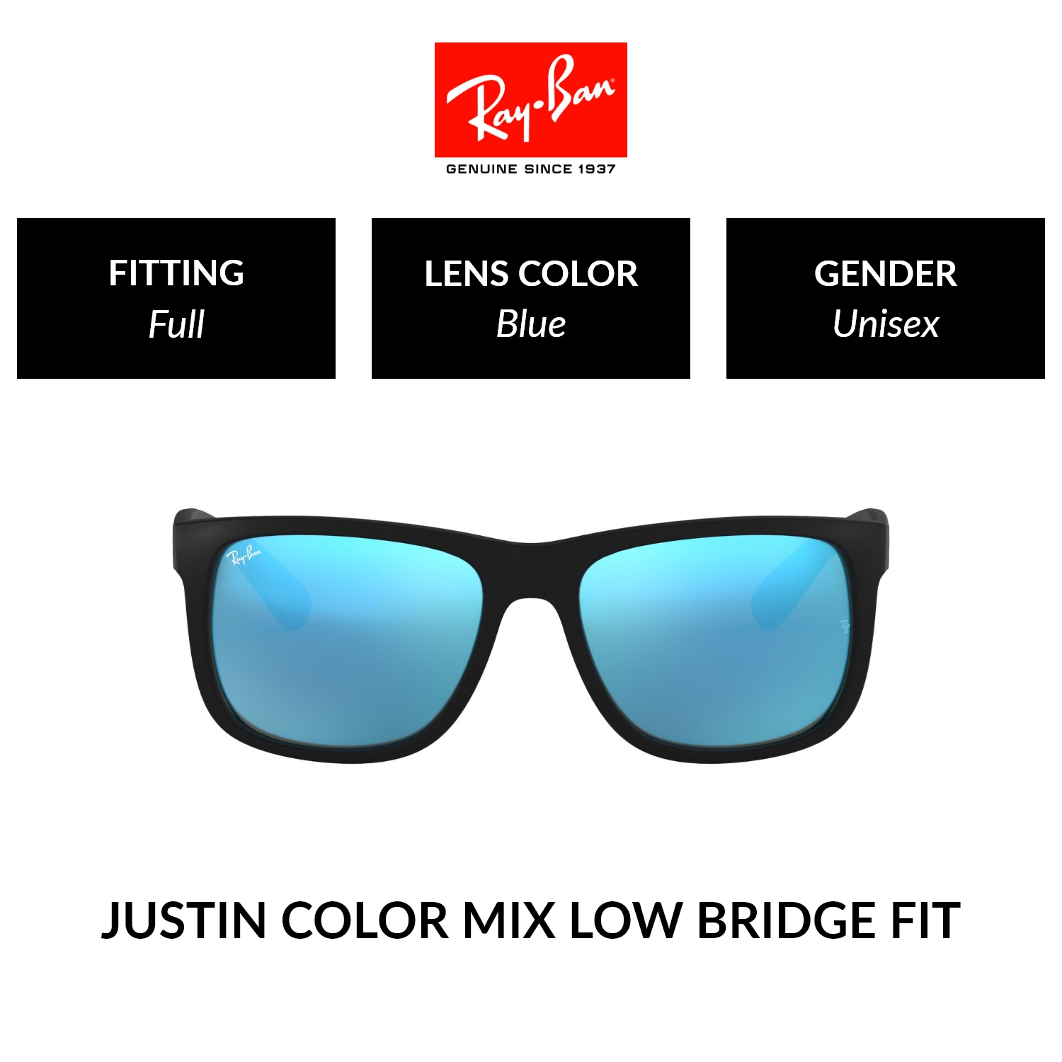 Ray-Ban JUSTIN  RB4165F 622/55  Unisex Full Fitting   Sunglasses  Size 55mm