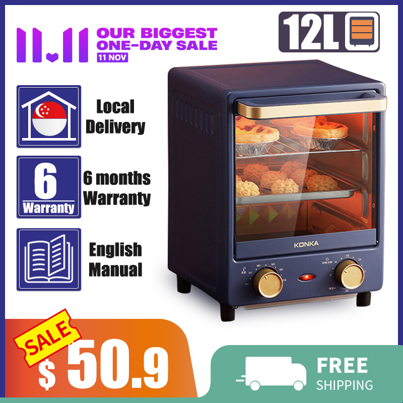 【Ready Stock】Electric Oven For Baking and Cake Toaster 12L Mini 800W Vertical Multi Household Three-Tier Oven High-Value Automatic Baking Bread Mini Oven