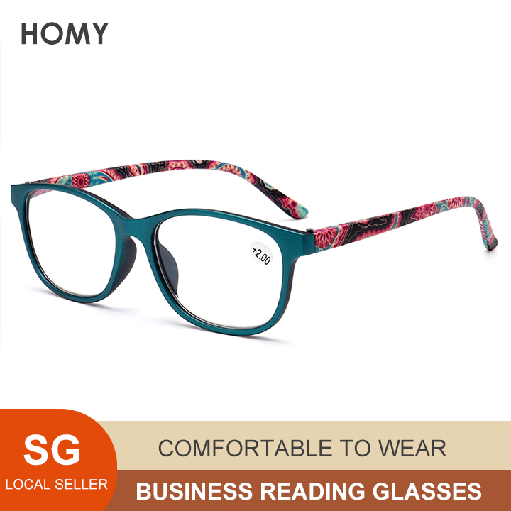 [SG Seller](Gift for parents)HOMY 【Green】Fashion, Elegant and Colorful HD Presbyopic Presbyopia Reading Glasses Color Legs Unisex (HM9006T) +100(+1.0)+150(+1.5)+200(+2.0)+250(2.5)+300(+3.0)