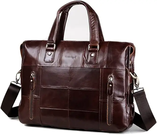 Genuine Leather Single Briefcase 13 Inch Laptop Handbag Messenger Business Bags For Men Document Case