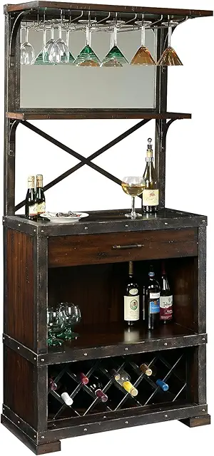 Mullis Wine & Bar Cabinet II 549-309 – Rustic Hardwood Finish
